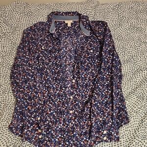 St. John's Bay Navy Floral Button Down Shirt